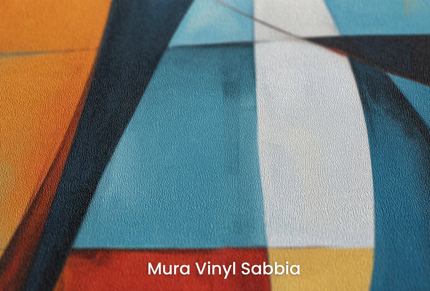 Zbliżenie na artystyczną fototapetę o nazwie Vibrant Abstraction na podłożu Mura Vinyl Sabbia struktura grubego ziarna piasku.