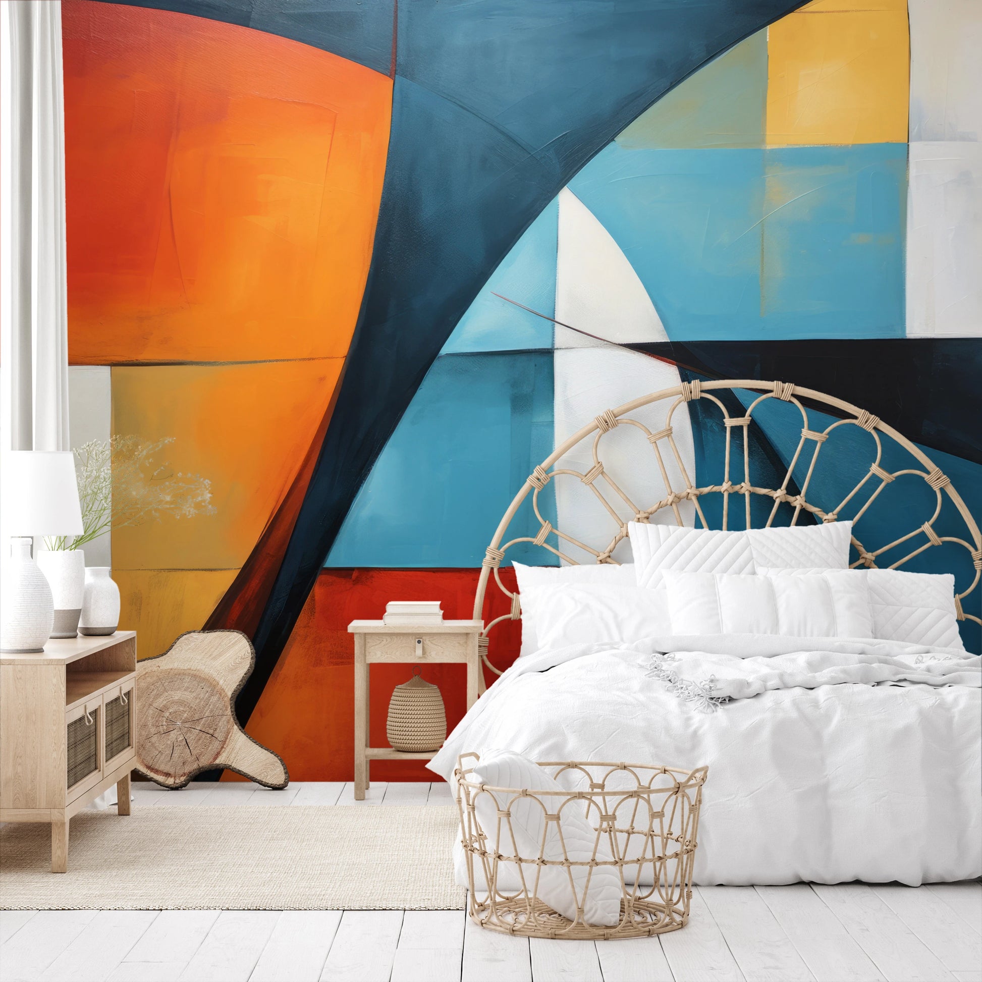 Fototapeta artystyczna o nazwie Vibrant Abstraction pokazana w aranżacji wnętrza.