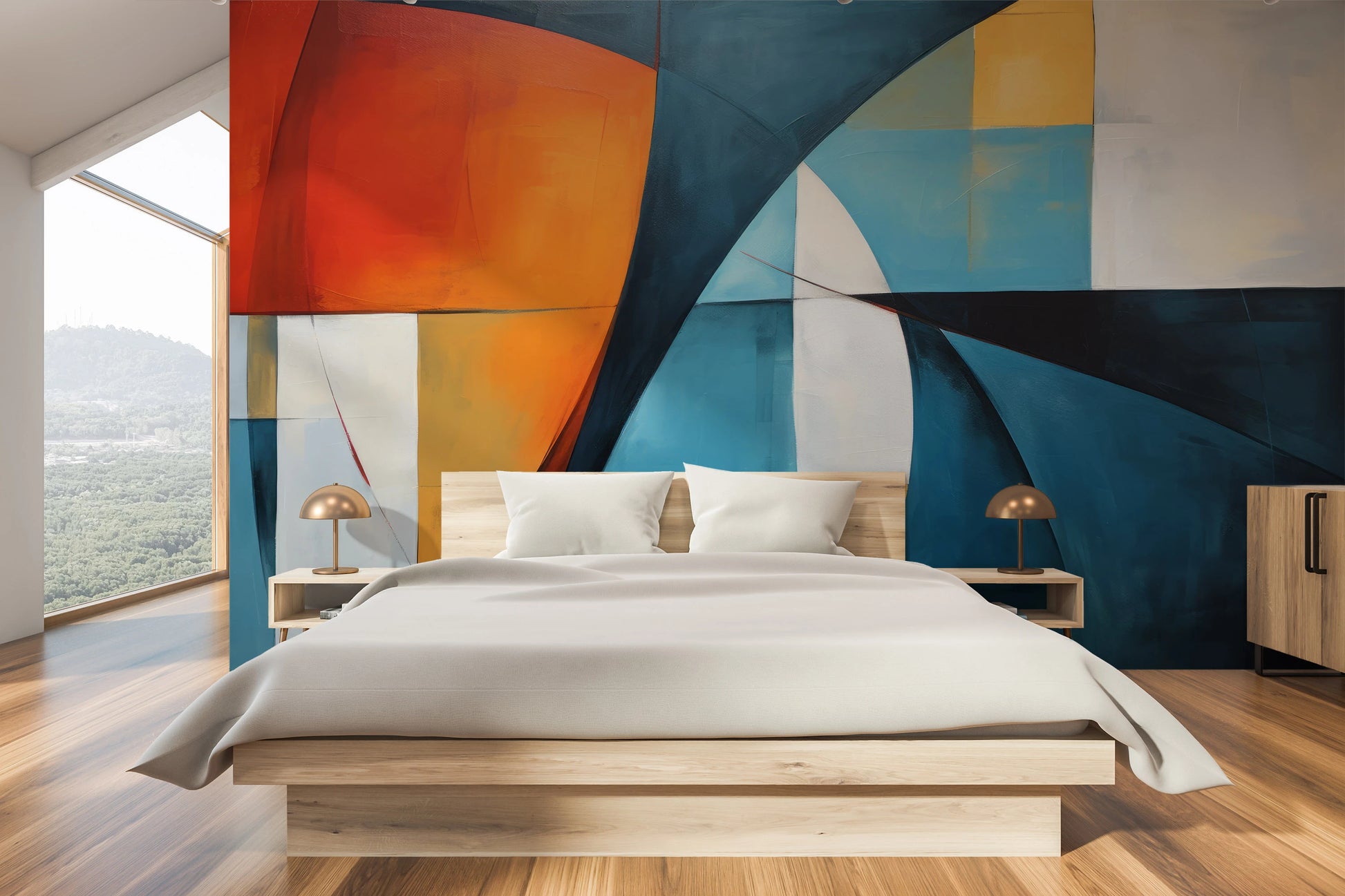 Wzór fototapety o nazwie Vibrant Abstraction pokazanej w kontekście pomieszczenia.