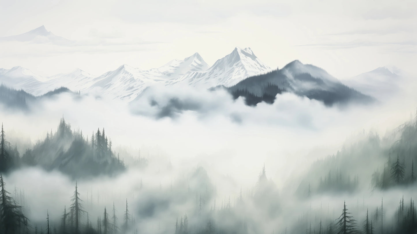 Prezentacja całego wzoru fototapety o nazwie Ethereal Mountain Whisper