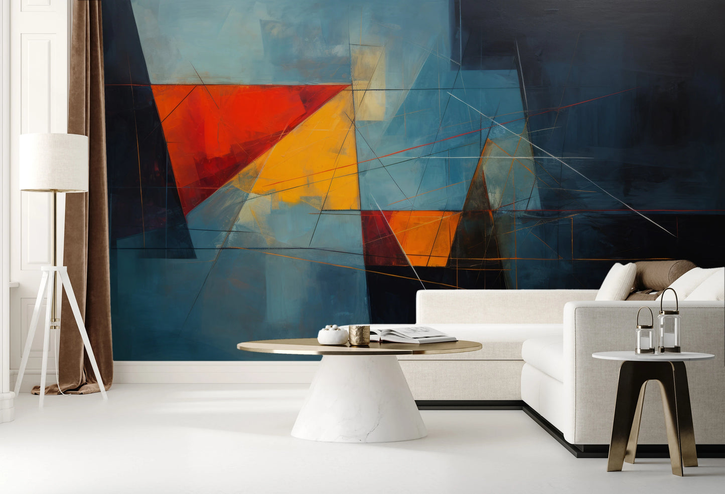 Fototapeta malowana o nazwie Dark Triangles pokazana w aranżacji wnętrza.