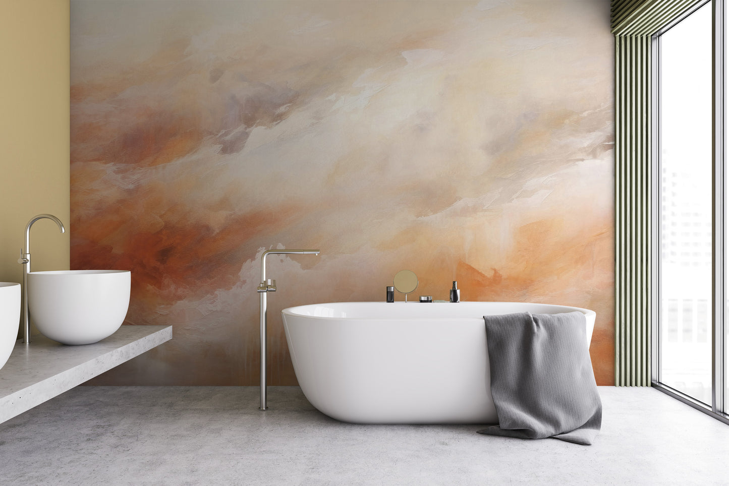 Zdjęcie prezentuje aranżację wnętrza z użyciem fototapety o nazwie ETHEREAL FLAME CANVAS pokazanej w aranżacji wnętrza.