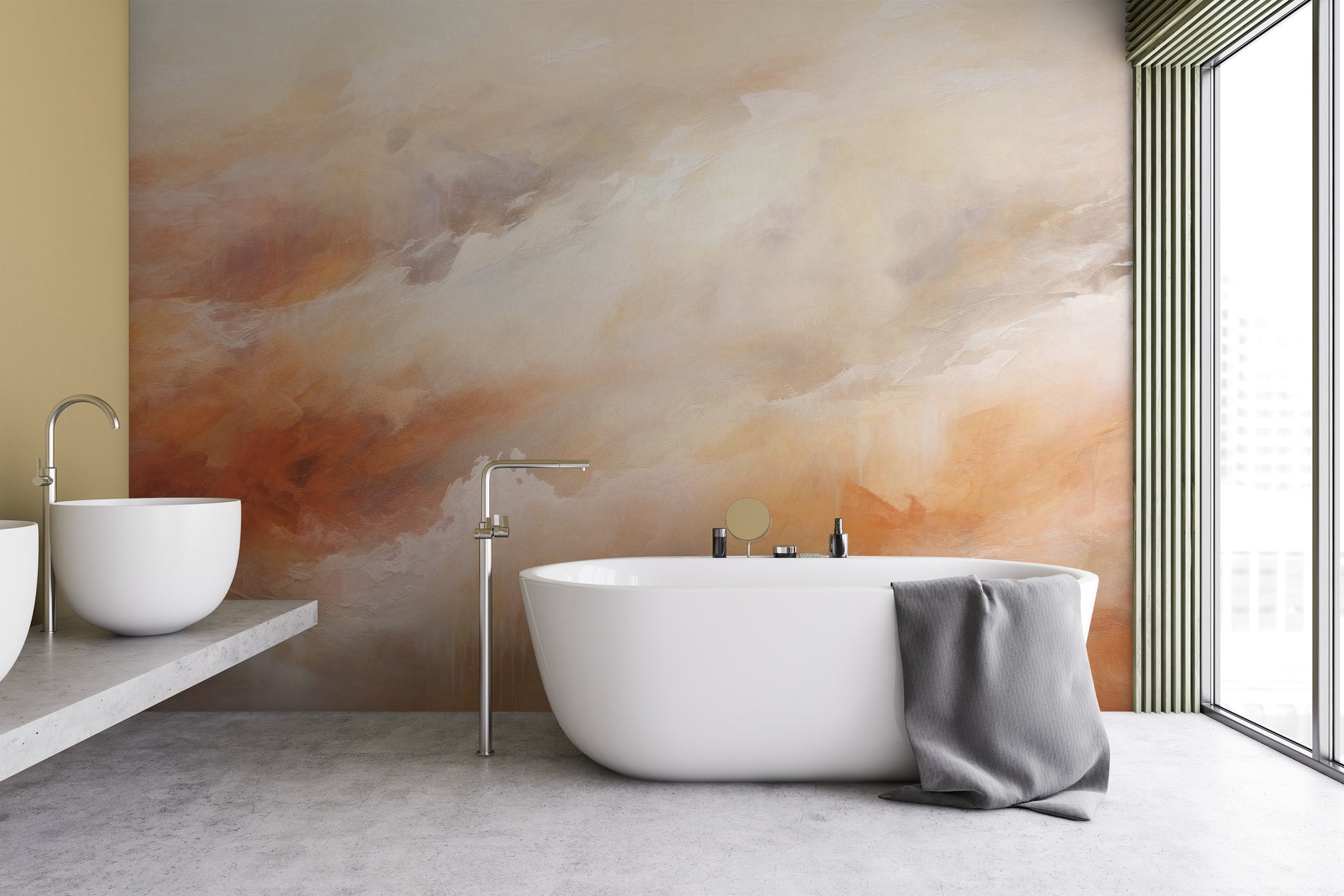 Zdjęcie prezentuje aranżację wnętrza z użyciem fototapety o nazwie ETHEREAL FLAME CANVAS pokazanej w aranżacji wnętrza.