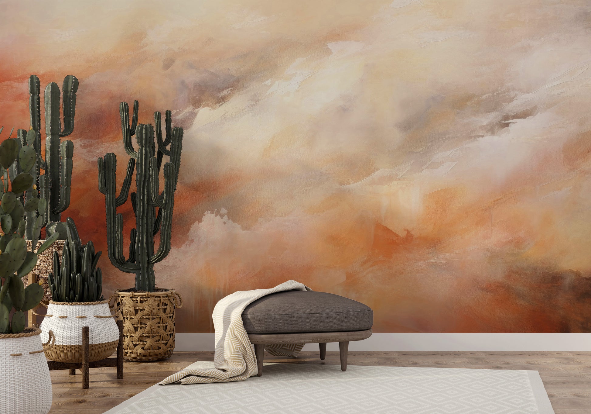 Wzór fototapety artystycznej o nazwie ETHEREAL FLAME CANVAS pokazanej w aranżacji wnętrza.