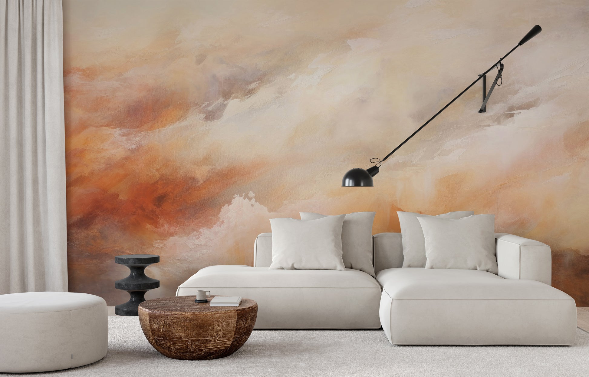 Wzór fototapety artystycznej o nazwie ETHEREAL FLAME CANVAS pokazanej w aranżacji wnętrza.