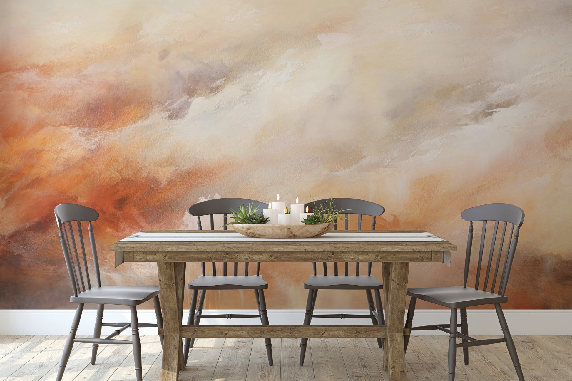 Wzór fototapety o nazwie ETHEREAL FLAME CANVAS pokazanej w kontekście pomieszczenia.