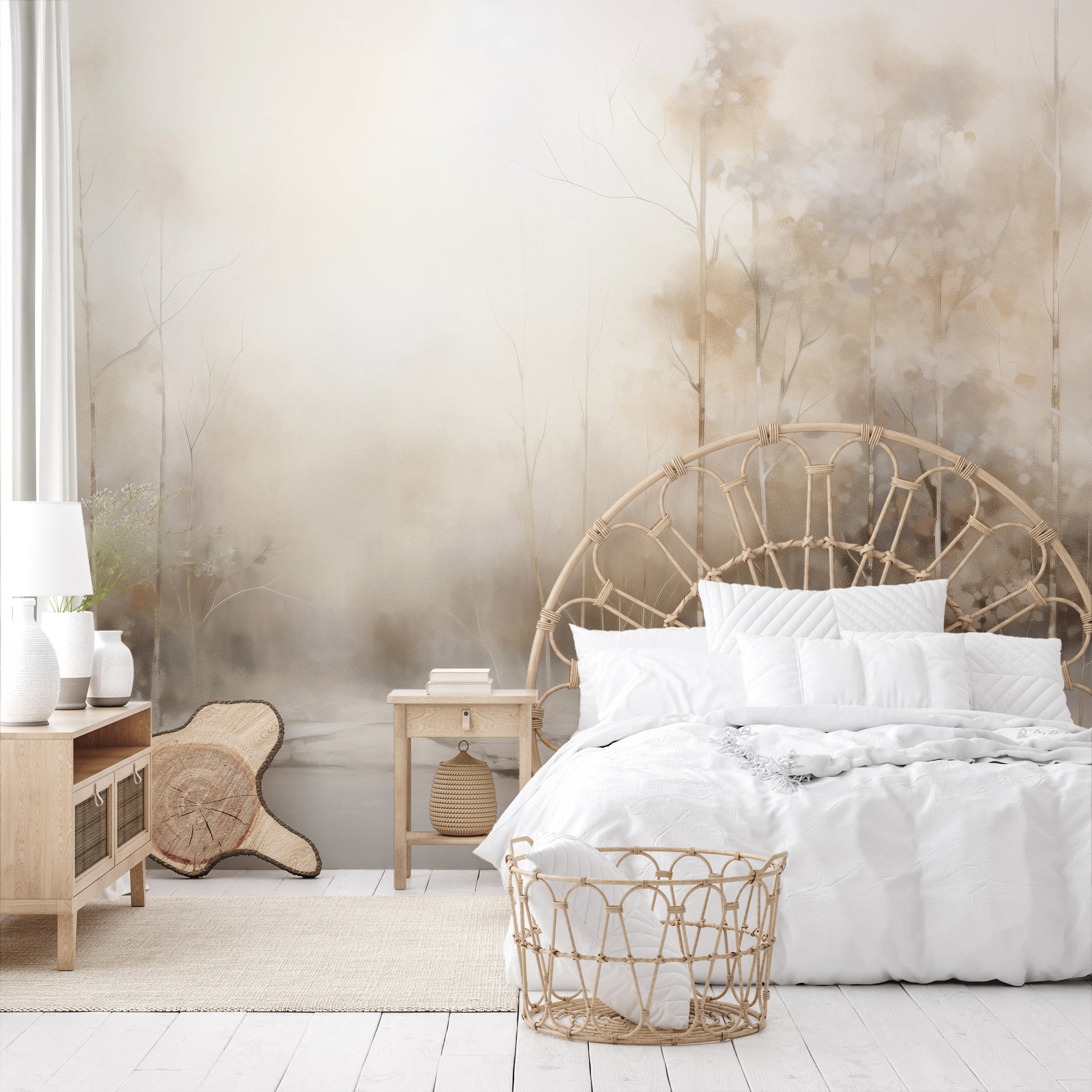 Wzór fototapety artystycznej o nazwie SERENE WATERS EDGE MURAL pokazanej w aranżacji wnętrza.