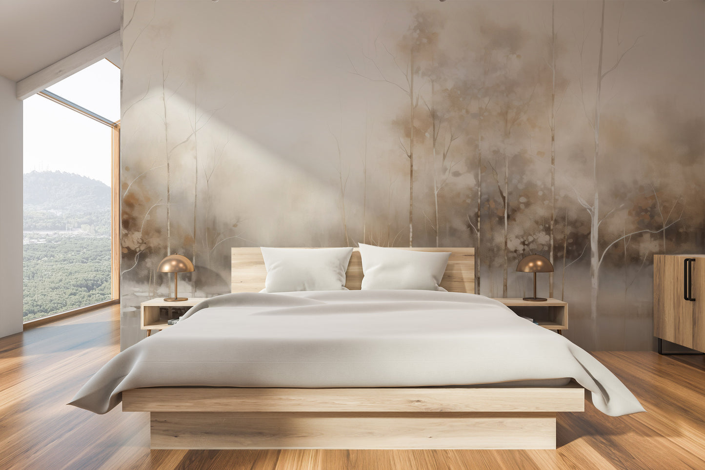Fototapeta artystyczna o nazwie SERENE WATERS EDGE MURAL pokazana w aranżacji wnętrza.