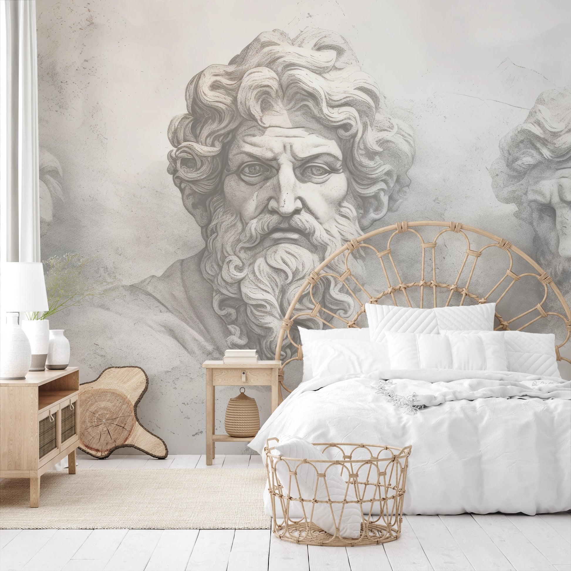 Wzór fototapety malowanej o nazwie Epicurus's Legacy pokazanej w aranżacji wnętrza.