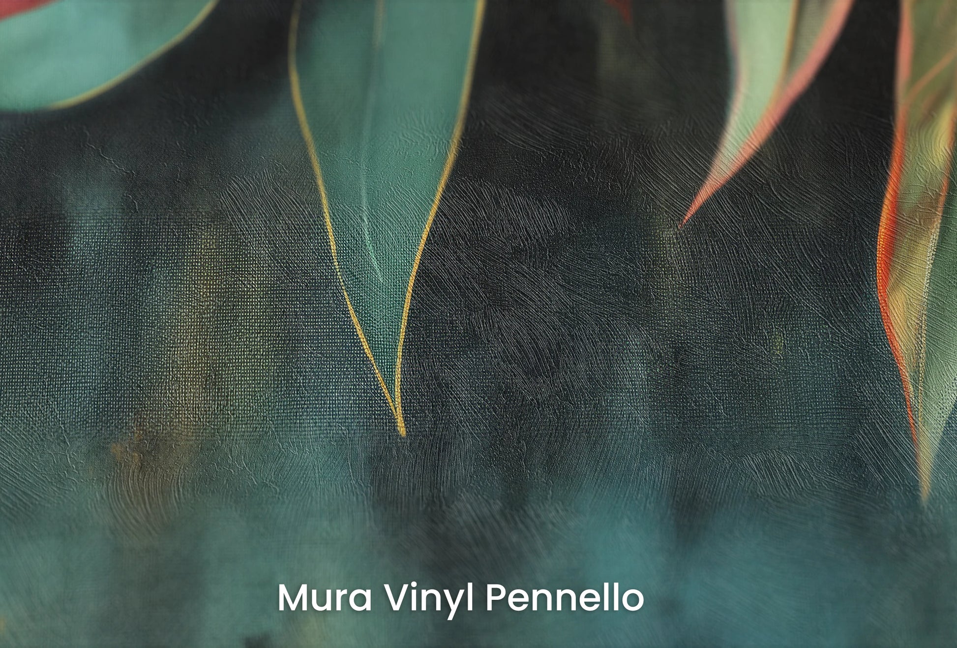 Zbliżenie na artystyczną fototapetę o nazwie Vibrant Fall na podłożu Mura Vinyl Pennello - faktura pociągnięć pędzla malarskiego.
