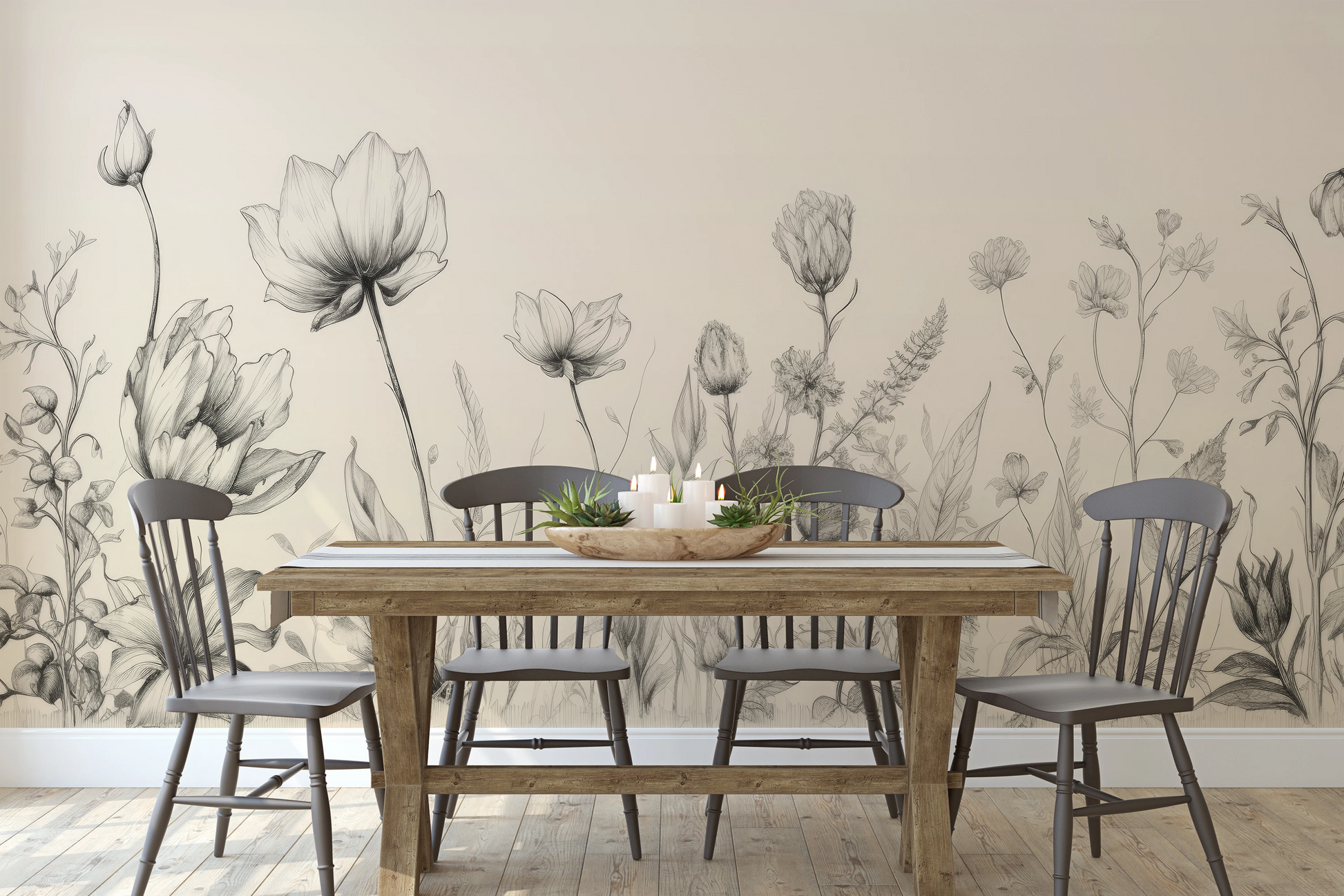 Fototapeta malowana o nazwie Herbaceous Illustration pokazana w aranżacji wnętrza.