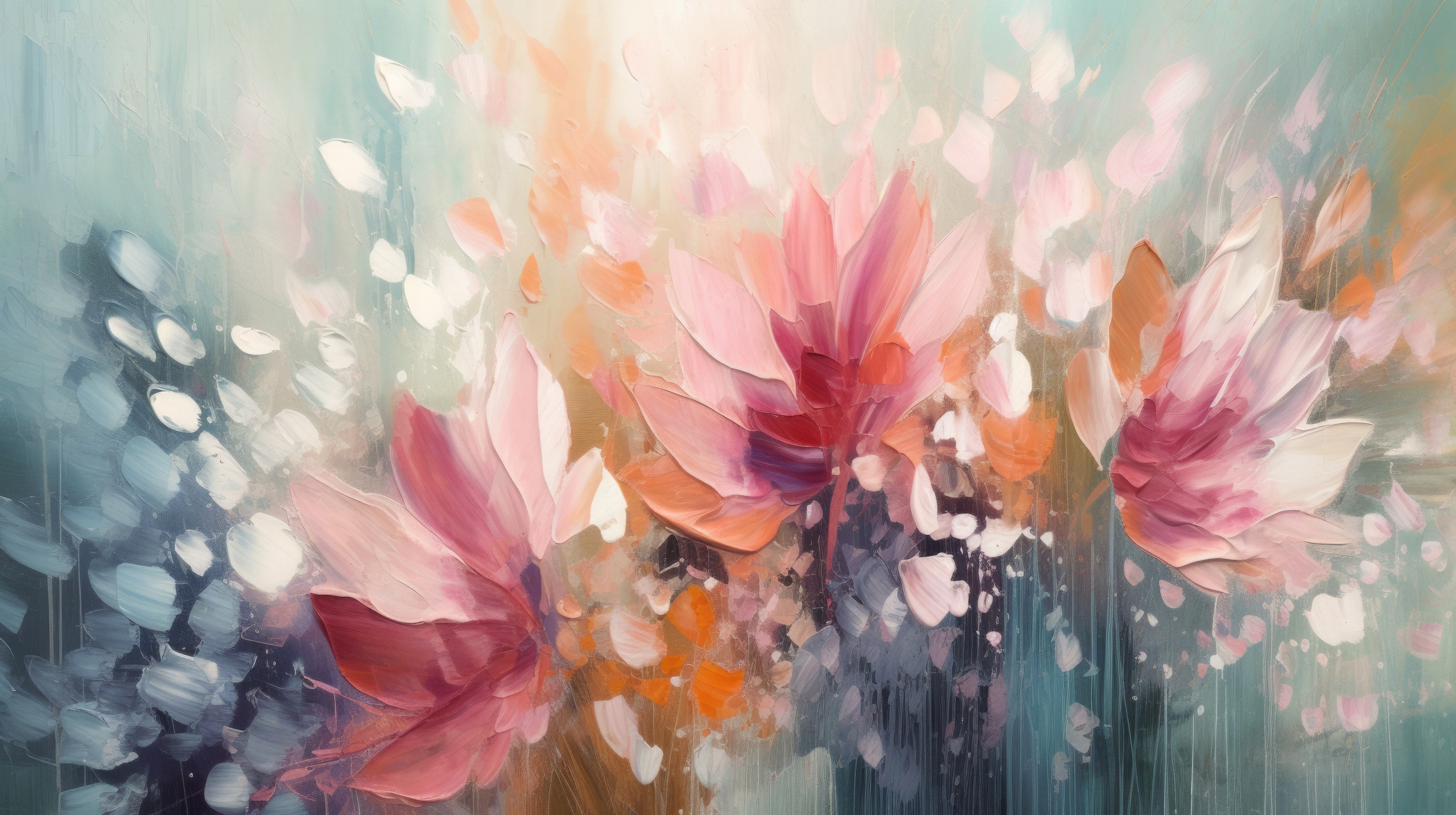 Mustervorschau: Prezentacja całego wzoru fototapety o nazwie Dreamy Floral Abstraction