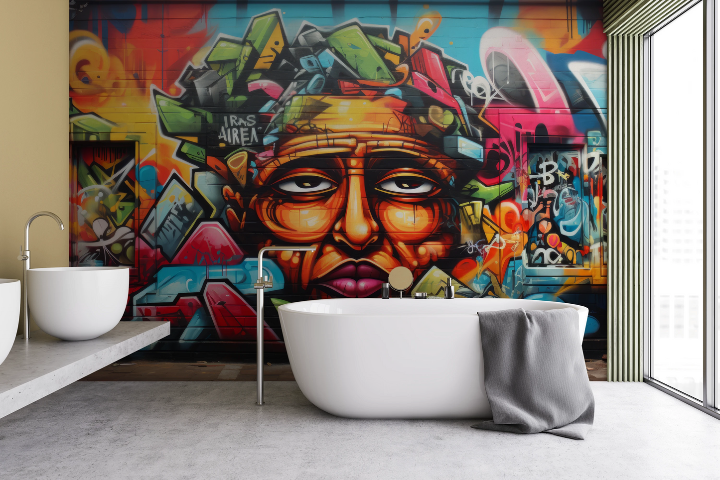 Wzór fototapety artystycznej o nazwie Cultural Fusion pokazanej w aranżacji wnętrza.