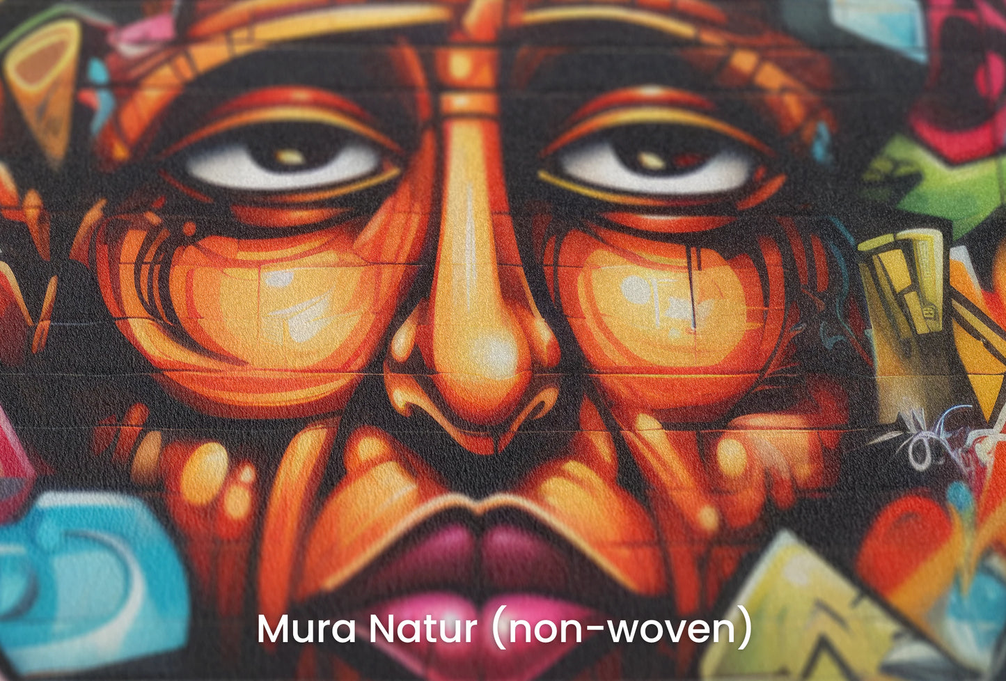 Zbliżenie na artystyczną fototapetę o nazwie Cultural Fusion na podłożu Mura Natur (non-woven) - naturalne i ekologiczne podłoże.