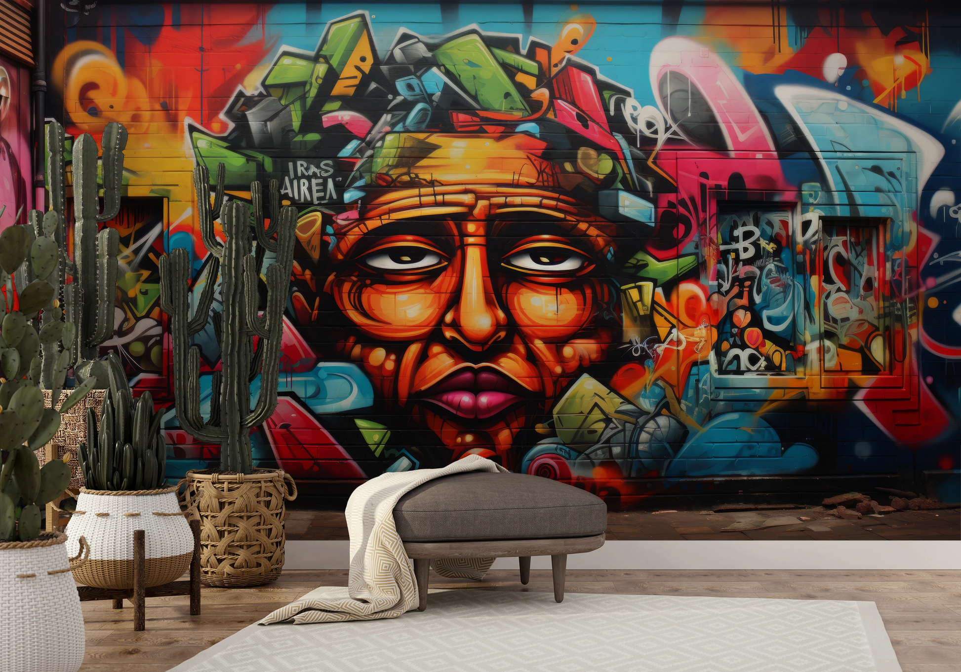 Wzór fototapety o nazwie Cultural Fusion pokazanej w kontekście pomieszczenia.