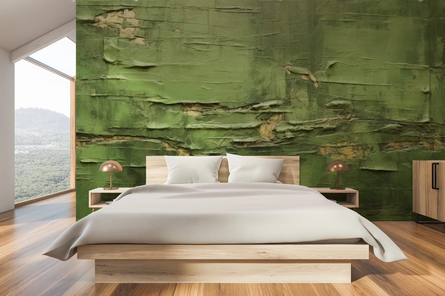 Fototapeta malowana o nazwie Verdant Crumble pokazana w aranżacji wnętrza.