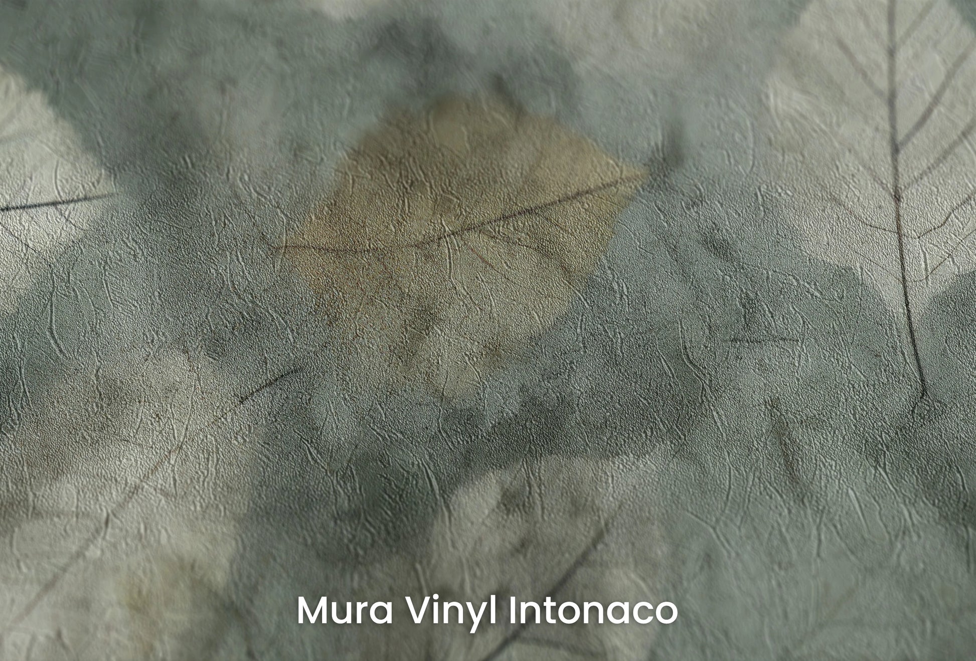 Zbliżenie na artystyczną fototapetę o nazwie Veiled Canopy na podłożu Mura Vinyl Intonaco - struktura tartego tynku.