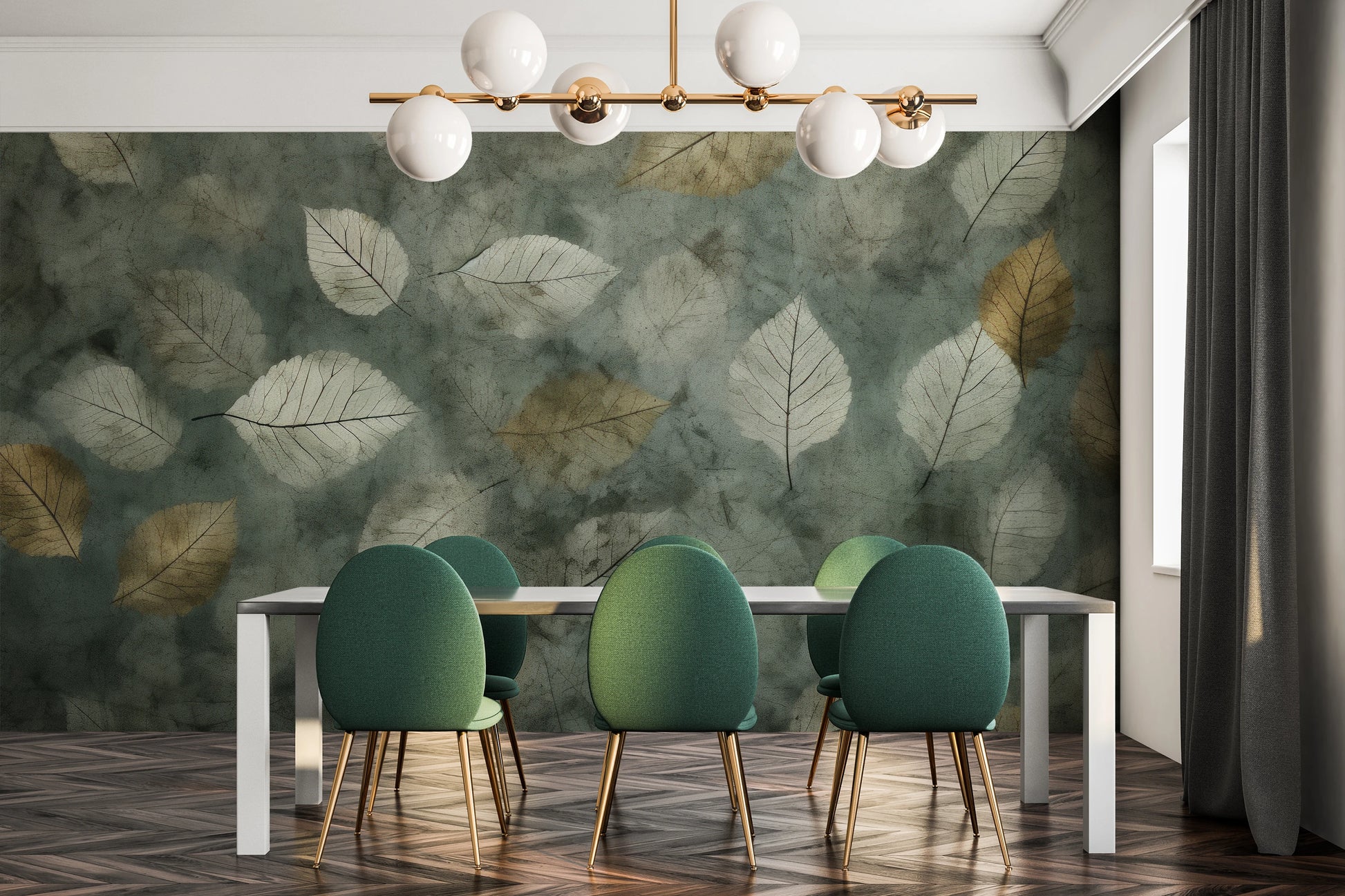 Fototapeta artystyczna o nazwie Veiled Canopy pokazana w aranżacji wnętrza.