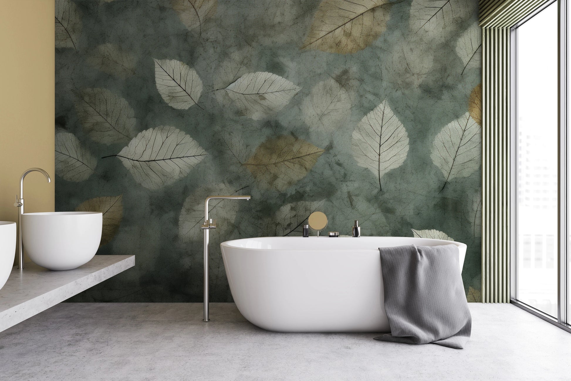 Zdjęcie prezentuje aranżację wnętrza z użyciem fototapety o nazwie Veiled Canopy pokazanej w aranżacji wnętrza.