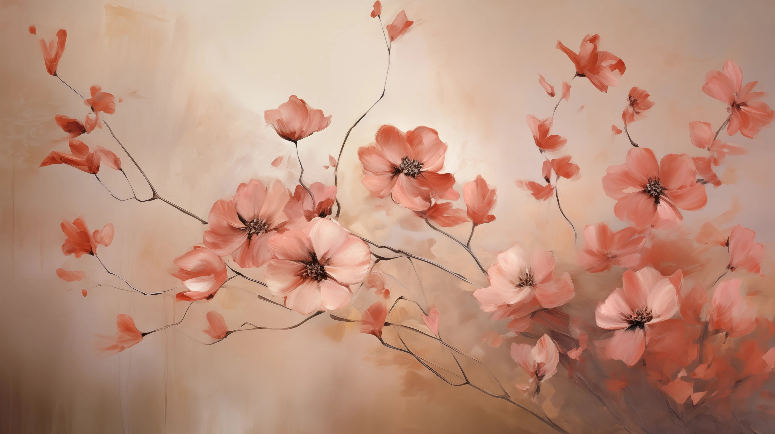 Podgląd wzoru: Prezentacja całego wzoru fototapety o nazwie Subtle Coral Charms