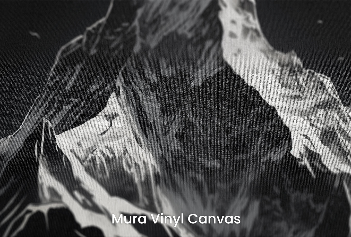 Zbliżenie na artystyczną fototapetę o nazwie Monochromatic Majesty na podłożu Mura Vinyl Canvas - faktura naturalnego płótna.