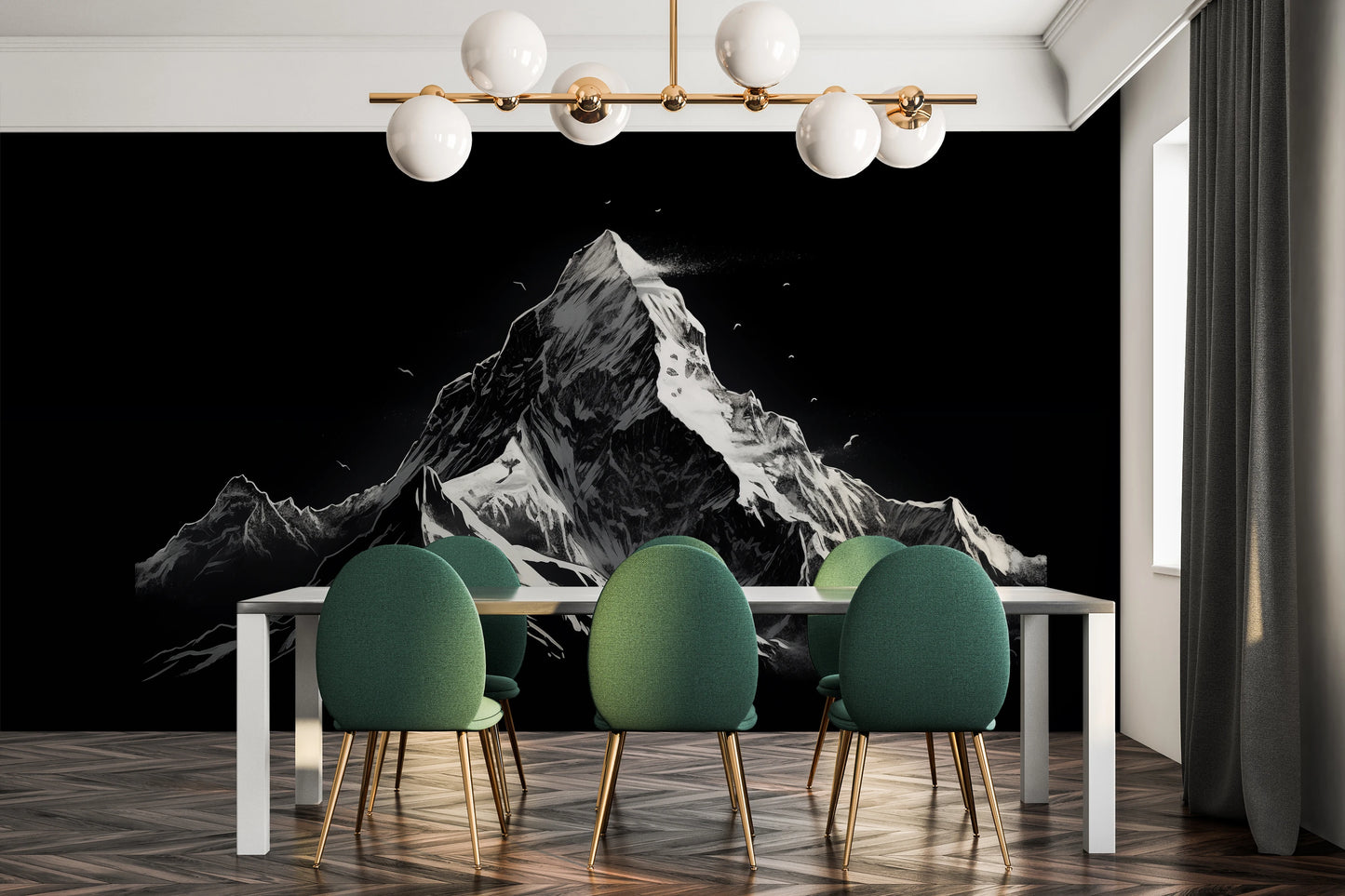 Fototapeta artystyczna o nazwie Monochromatic Majesty pokazana w aranżacji wnętrza.