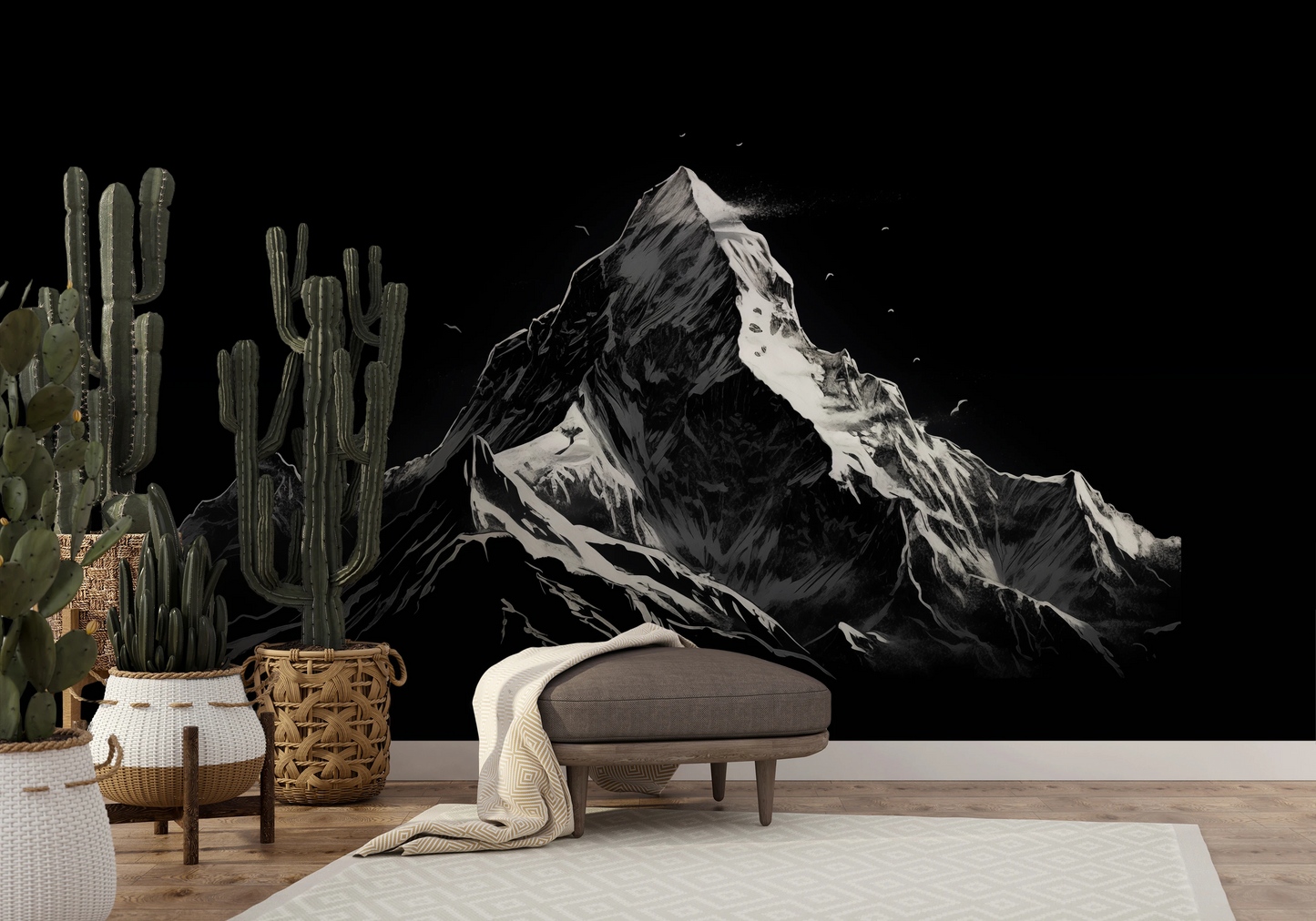 Wzór fototapety o nazwie Monochromatic Majesty pokazanej w kontekście pomieszczenia.