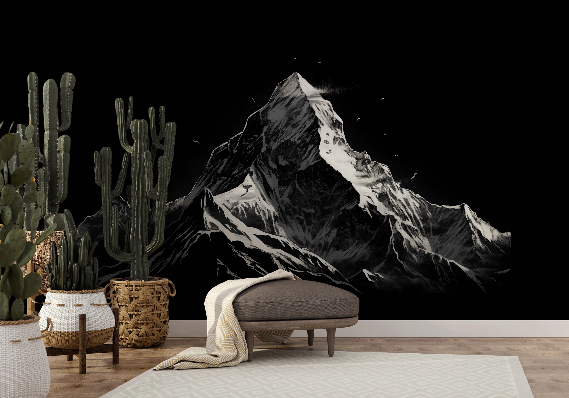 Wzór fototapety o nazwie Monochromatic Majesty pokazanej w kontekście pomieszczenia.