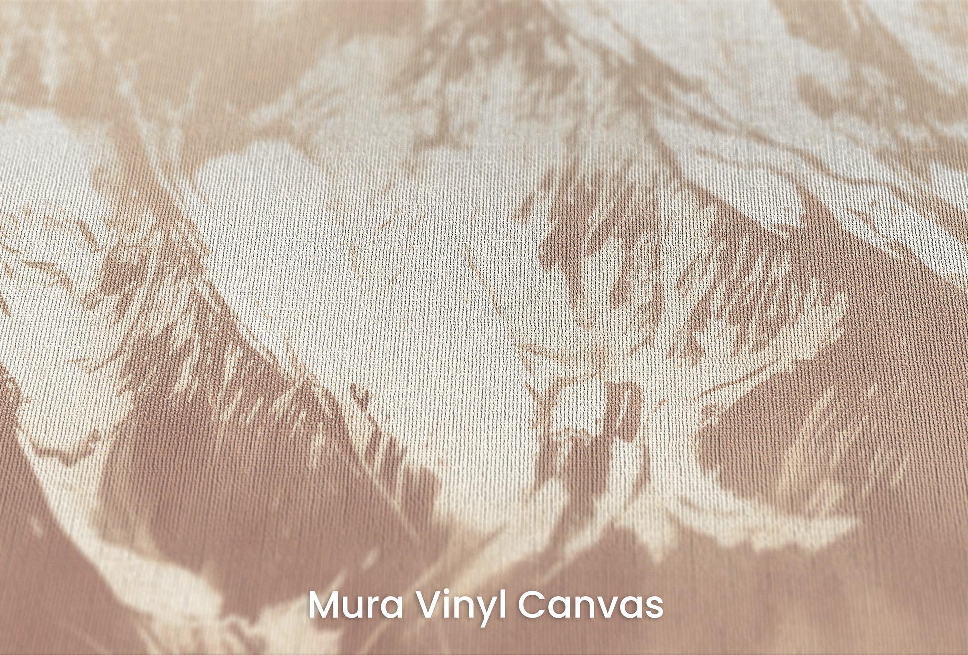 Zbliżenie na artystyczną fototapetę o nazwie Sepia Summit na podłożu Mura Vinyl Canvas - faktura naturalnego płótna.
