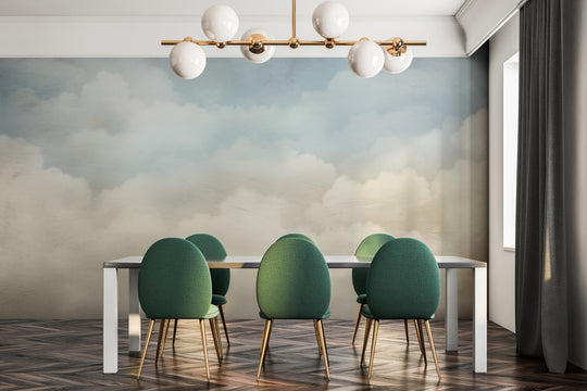 Wzór fototapety artystycznej o nazwie CLOUDS OF SERENE MAJESTY pokazanej w aranżacji wnętrza.
