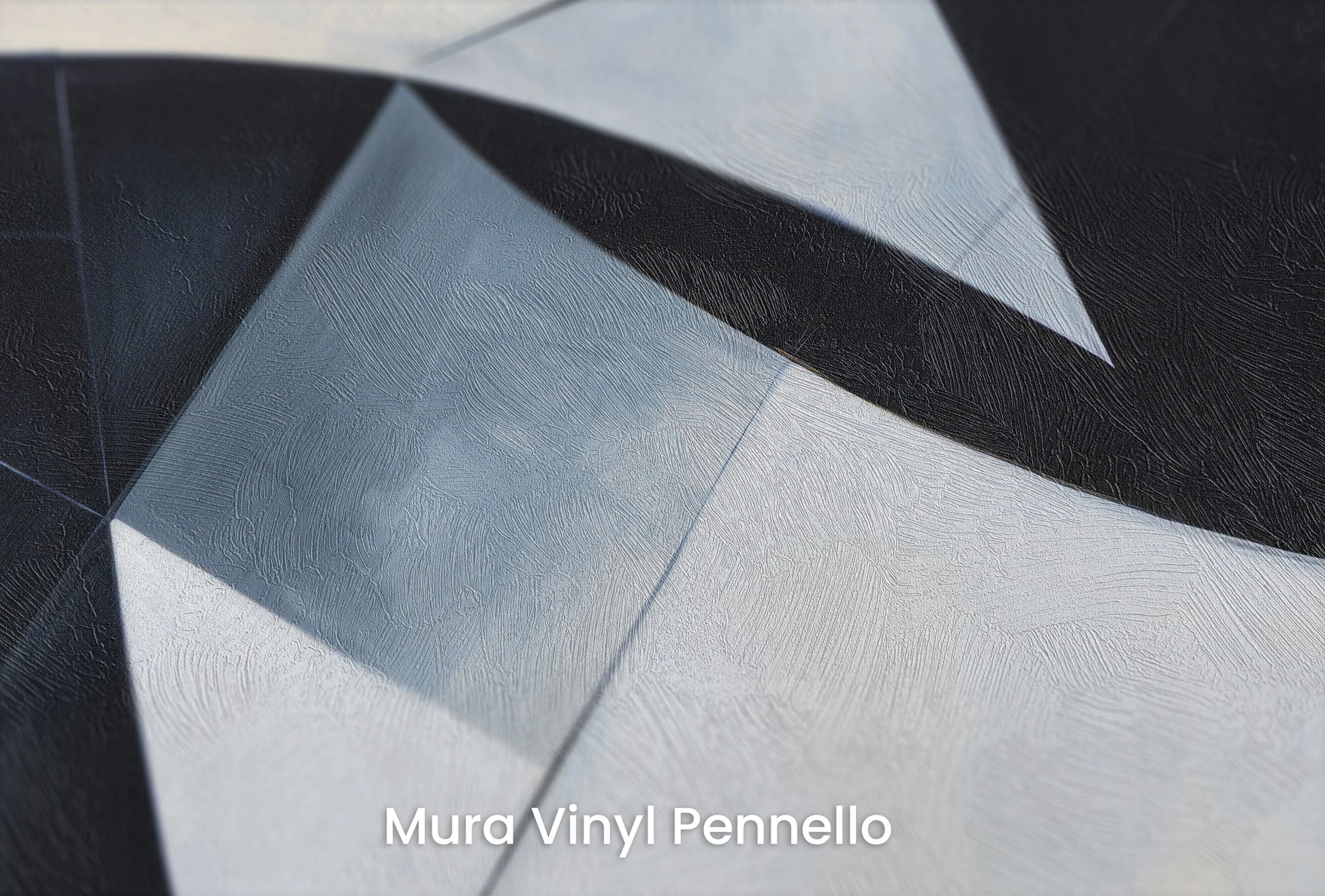 Zbliżenie na artystyczną fototapetę o nazwie Abstract Monochromatic Peaks na podłożu Mura Vinyl Pennello - faktura pociągnięć pędzla malarskiego.