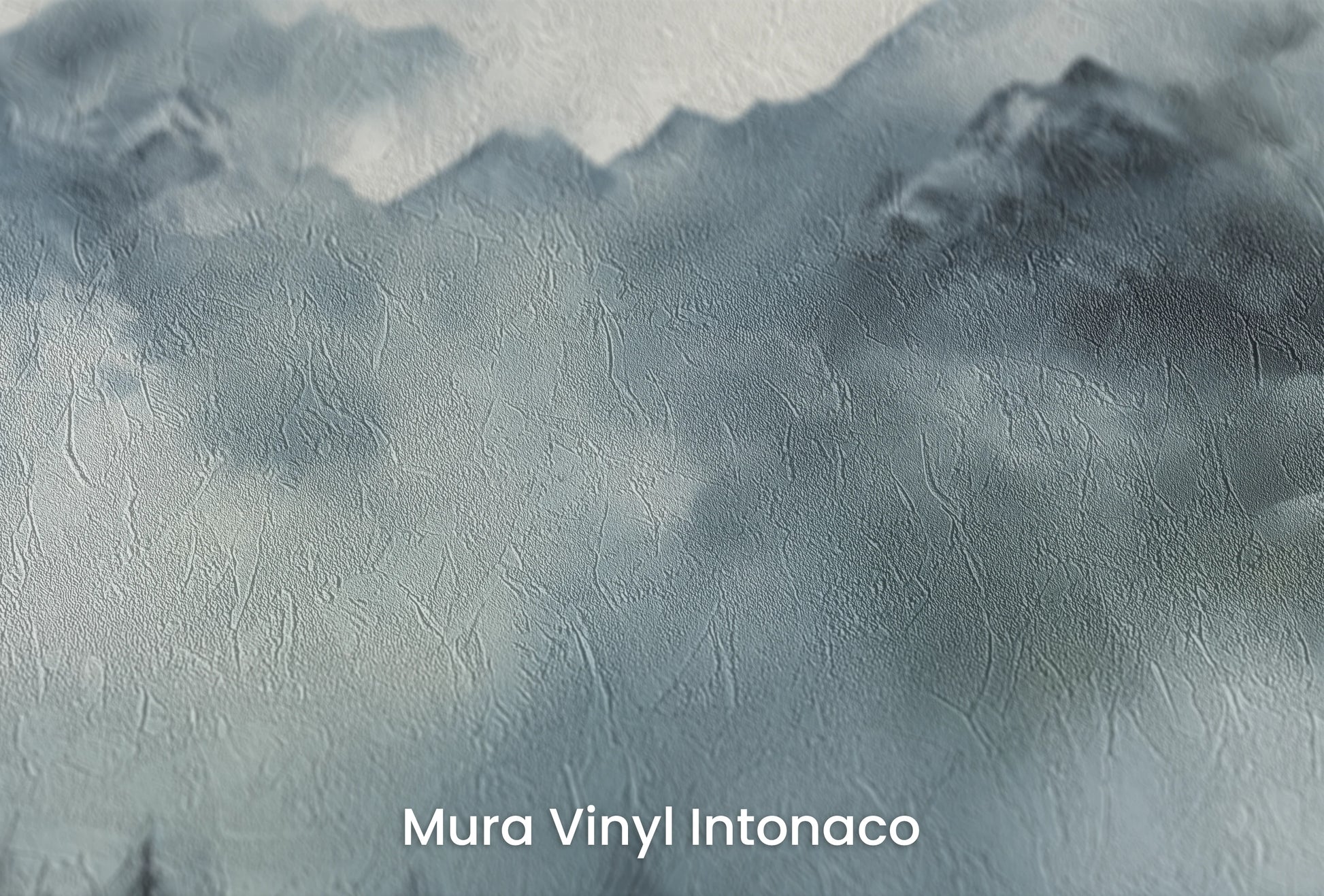 Zbliżenie na artystyczną fototapetę o nazwie Ethereal Fog na podłożu Mura Vinyl Intonaco - struktura tartego tynku.
