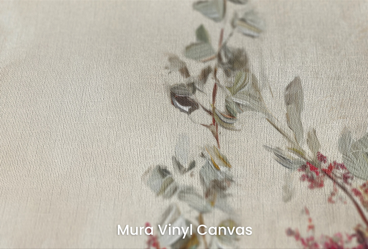 Zbliżenie na artystyczną fototapetę o nazwie Old Master's Flora na podłożu Mura Vinyl Canvas - faktura naturalnego płótna.