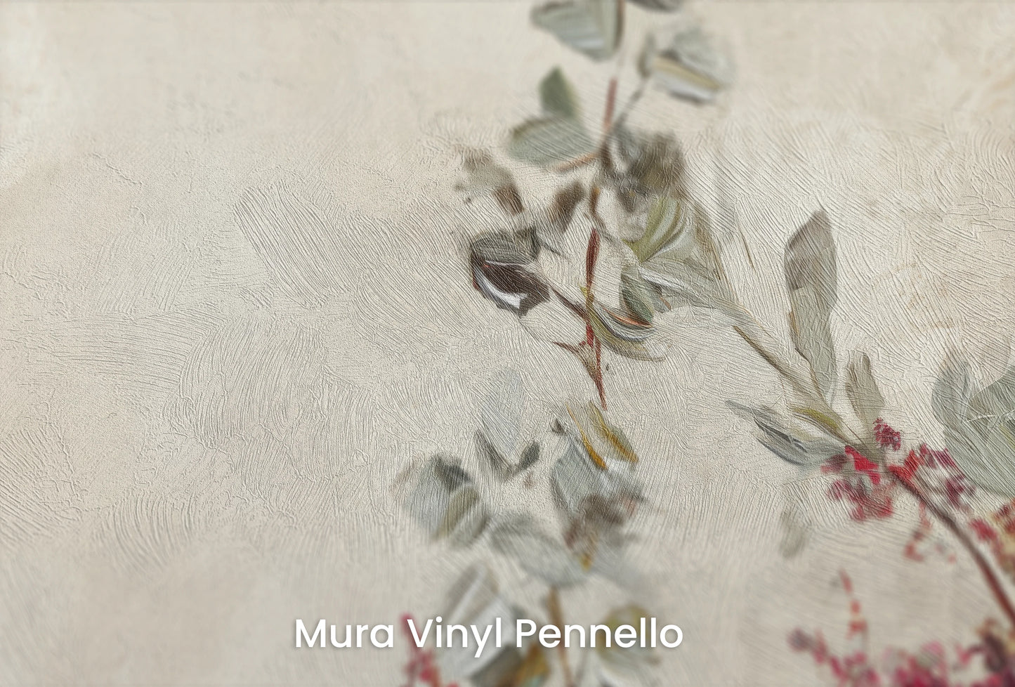 Zbliżenie na artystyczną fototapetę o nazwie Old Master's Flora na podłożu Mura Vinyl Pennello - faktura pociągnięć pędzla malarskiego.
