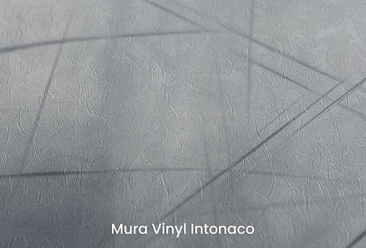 Zbliżenie na artystyczną fototapetę o nazwie Ephemeral Lines na podłożu Mura Vinyl Intonaco - struktura tartego tynku.