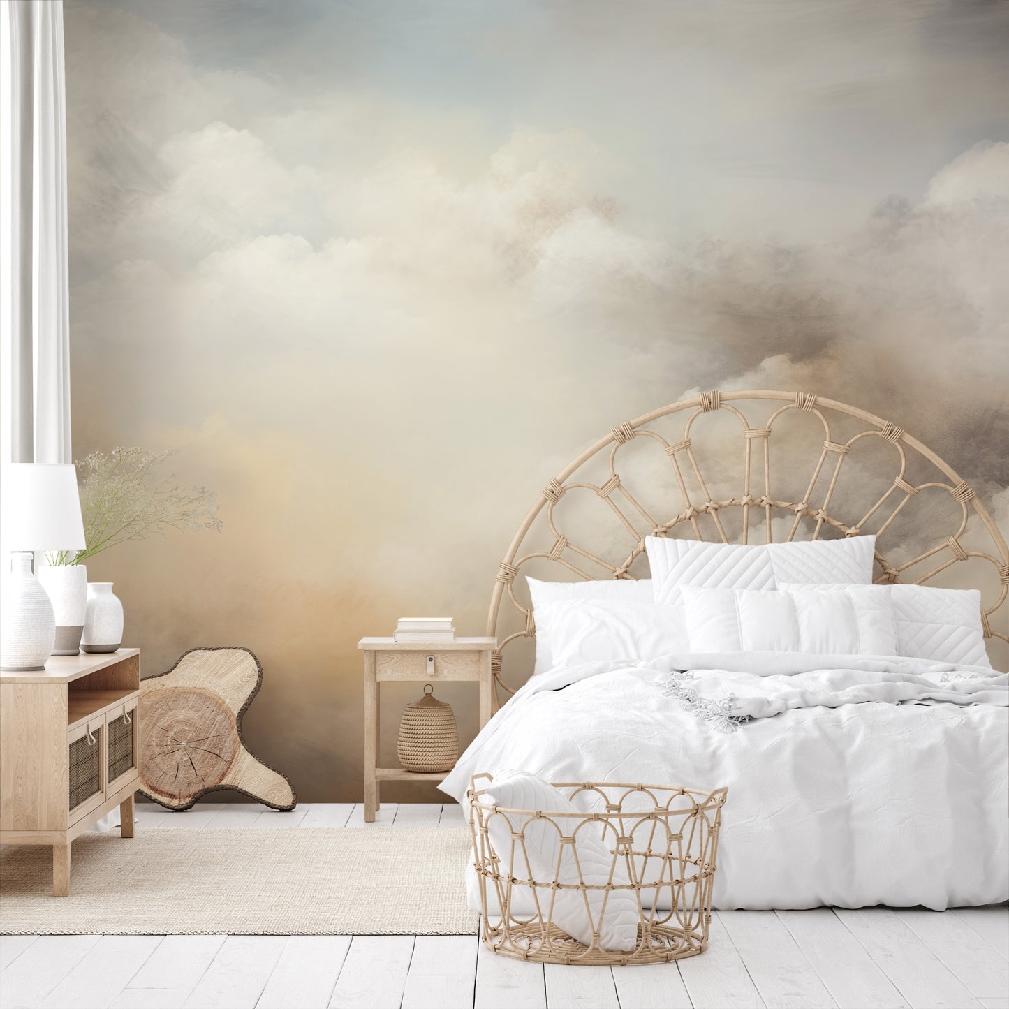 Fototapeta artystyczna o nazwie LUMINOUS DREAMSCAPE HORIZON pokazana w aranżacji wnętrza.