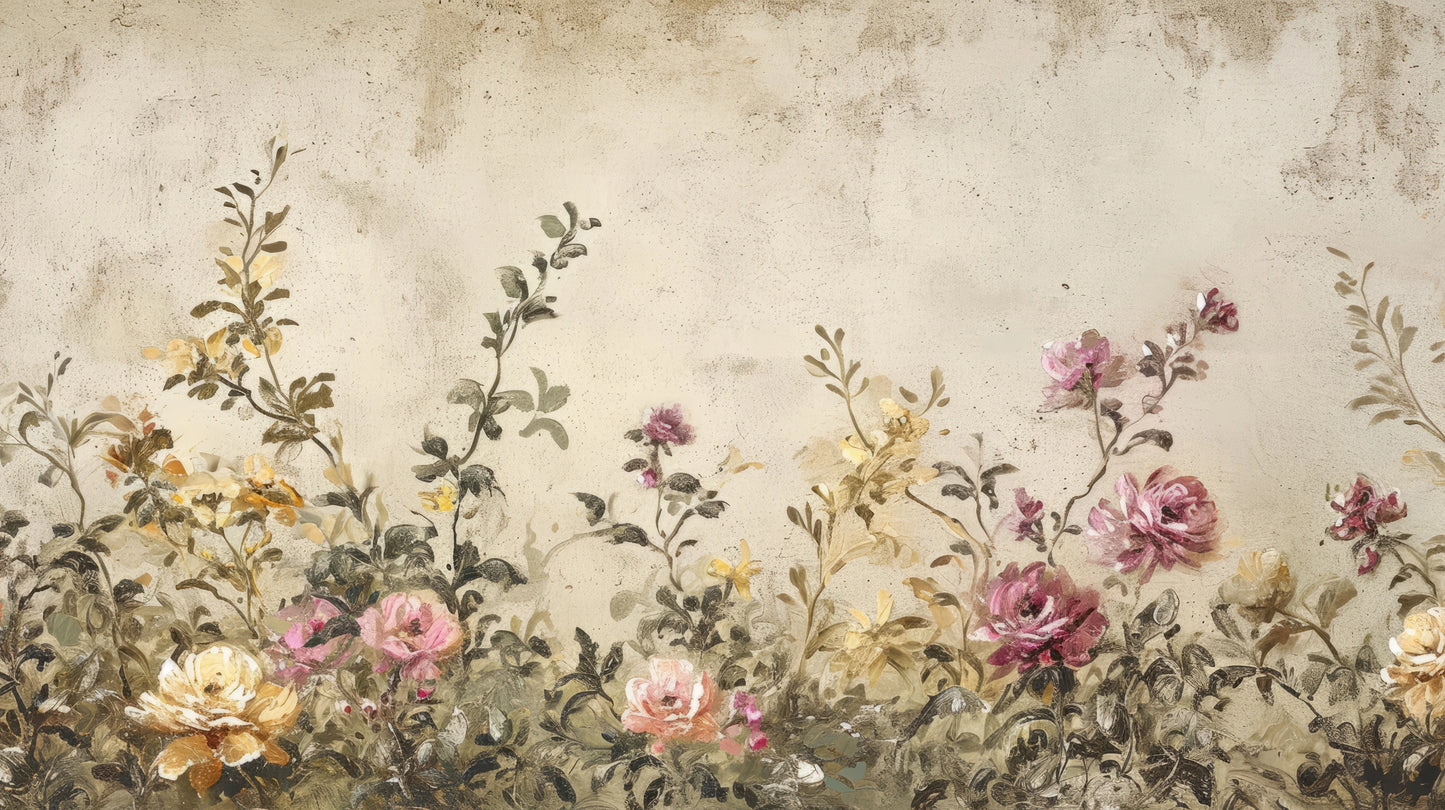 Prezentacja całego wzoru fototapety o nazwie Vintage Blossom Array