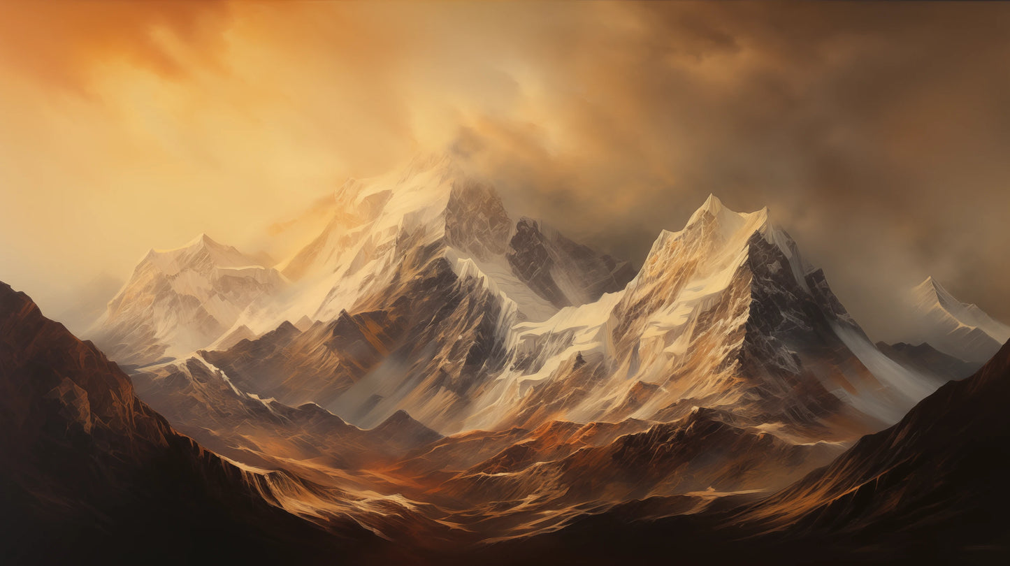 Prezentacja całego wzoru fototapety o nazwie Golden Mountain Glow