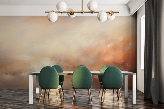 Wzór fototapety artystycznej o nazwie DUSK RADIANCE ABSTRACT pokazanej w aranżacji wnętrza.