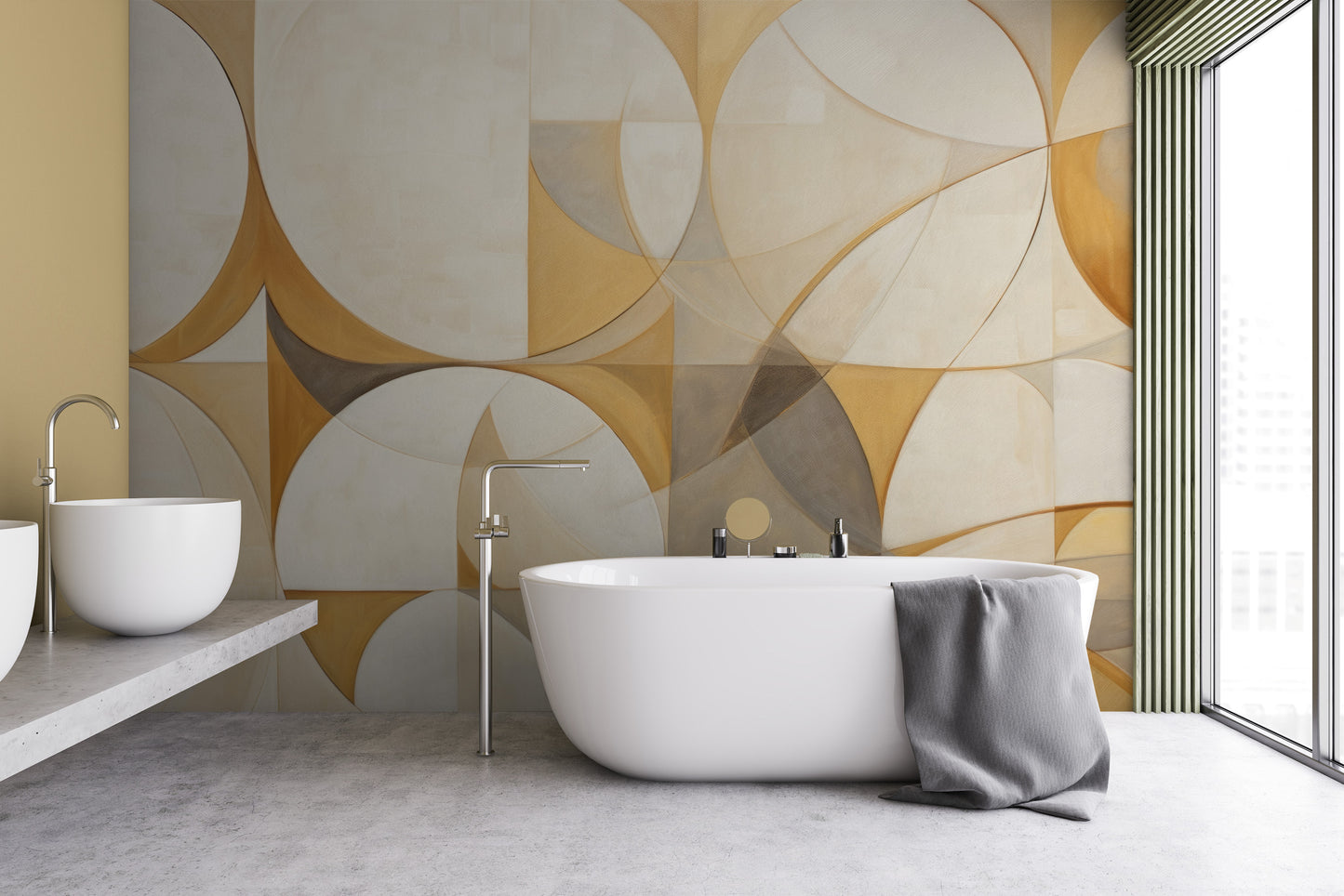 Fototapeta artystyczna o nazwie INTERSECTING TRANQUILITY pokazana w aranżacji wnętrza.