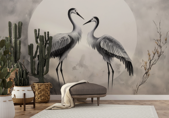 Wzór fototapety artystycznej o nazwie Lunar Reflection pokazanej w aranżacji wnętrza.