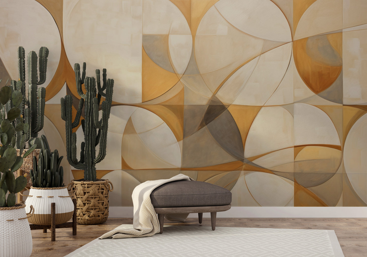 Fototapeta malowana o nazwie INTERSECTING TRANQUILITY pokazana w aranżacji wnętrza.