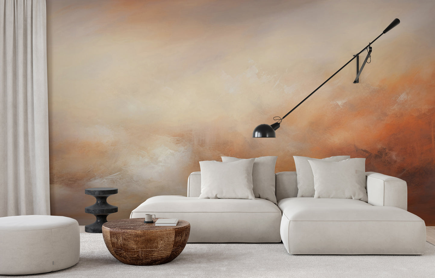 Fototapeta artystyczna o nazwie DUSK RADIANCE ABSTRACT pokazana w aranżacji wnętrza.