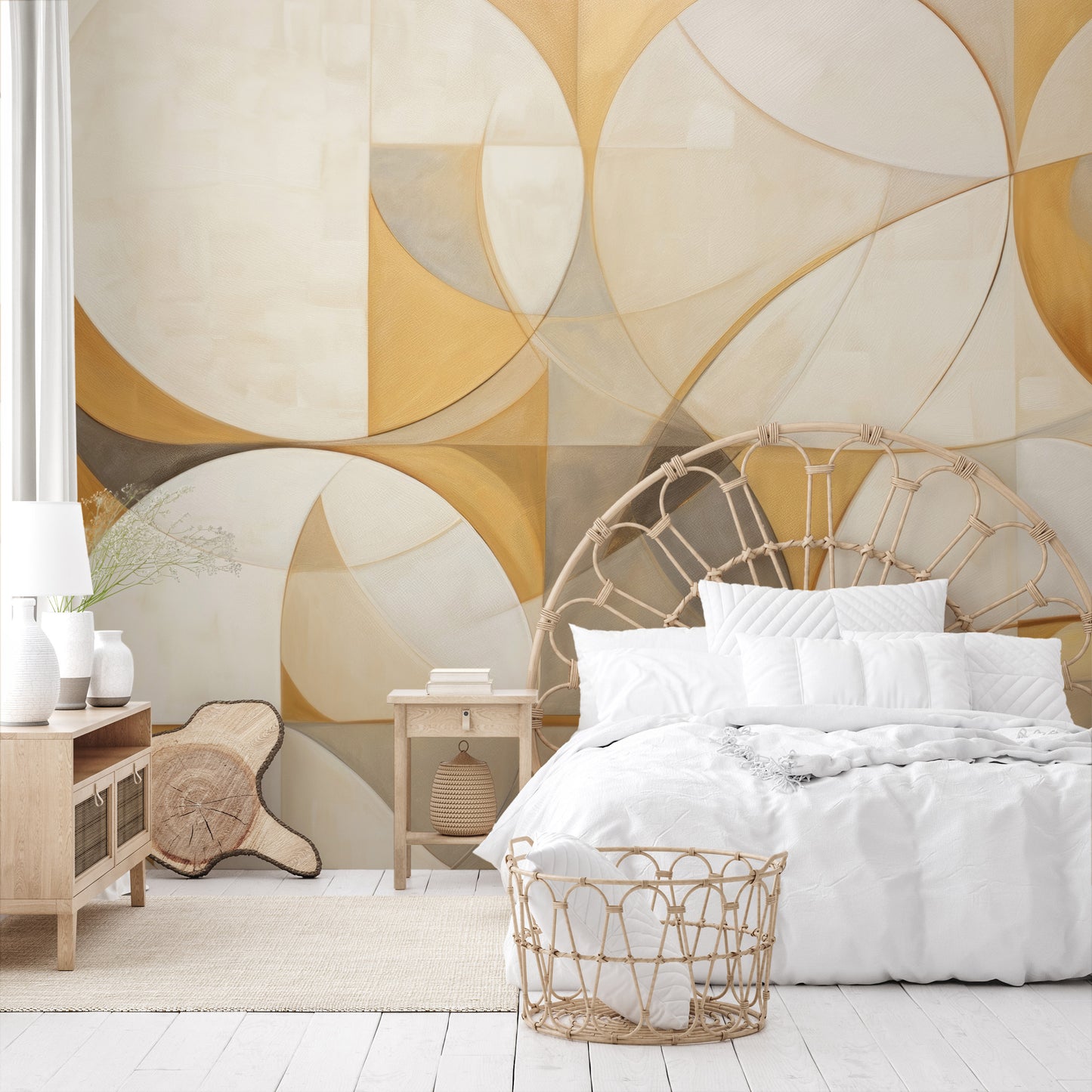 Wzór fototapety o nazwie INTERSECTING TRANQUILITY pokazanej w kontekście pomieszczenia.