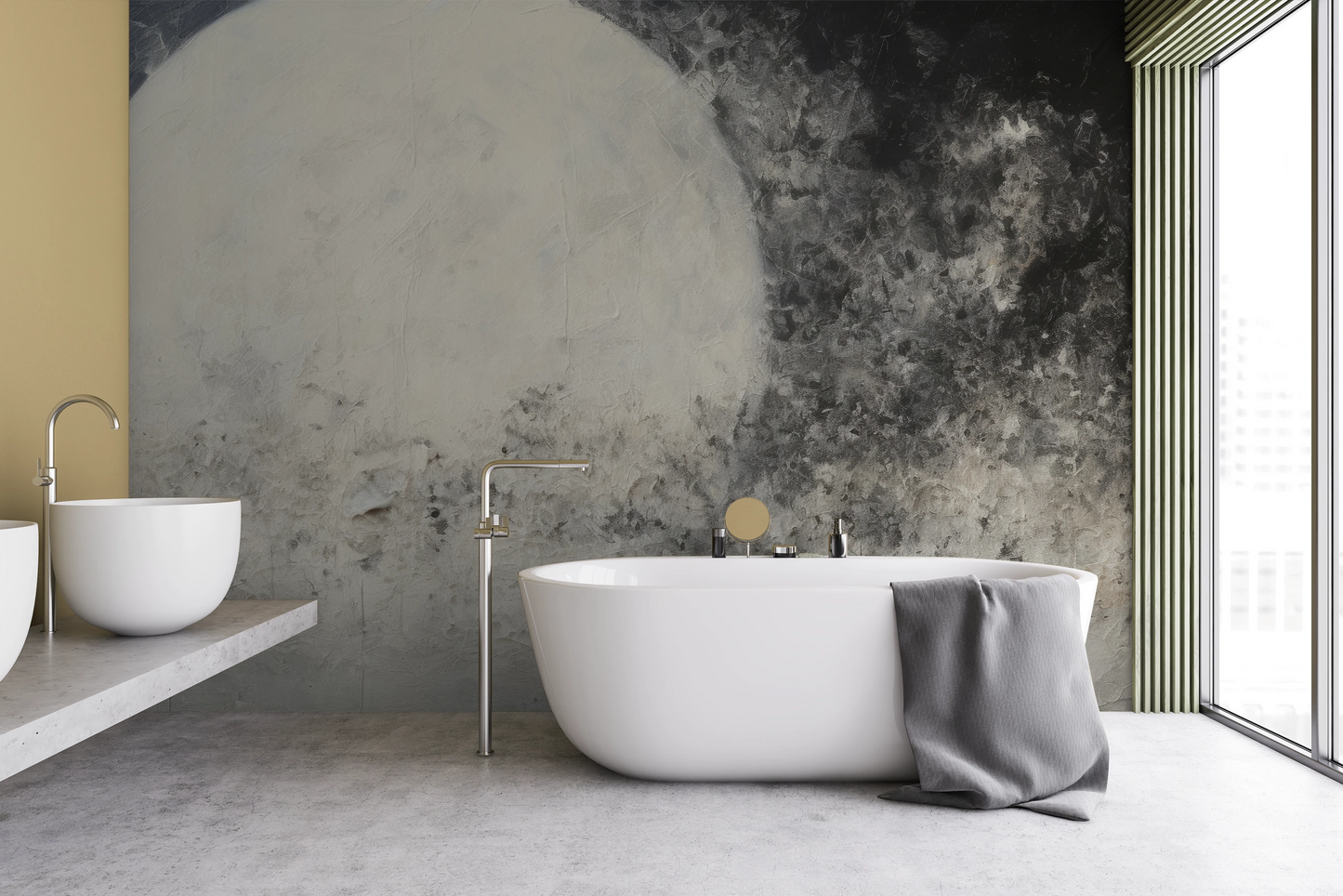 Wzór fototapety o nazwie Full Moon Calm pokazanej w kontekście pomieszczenia.