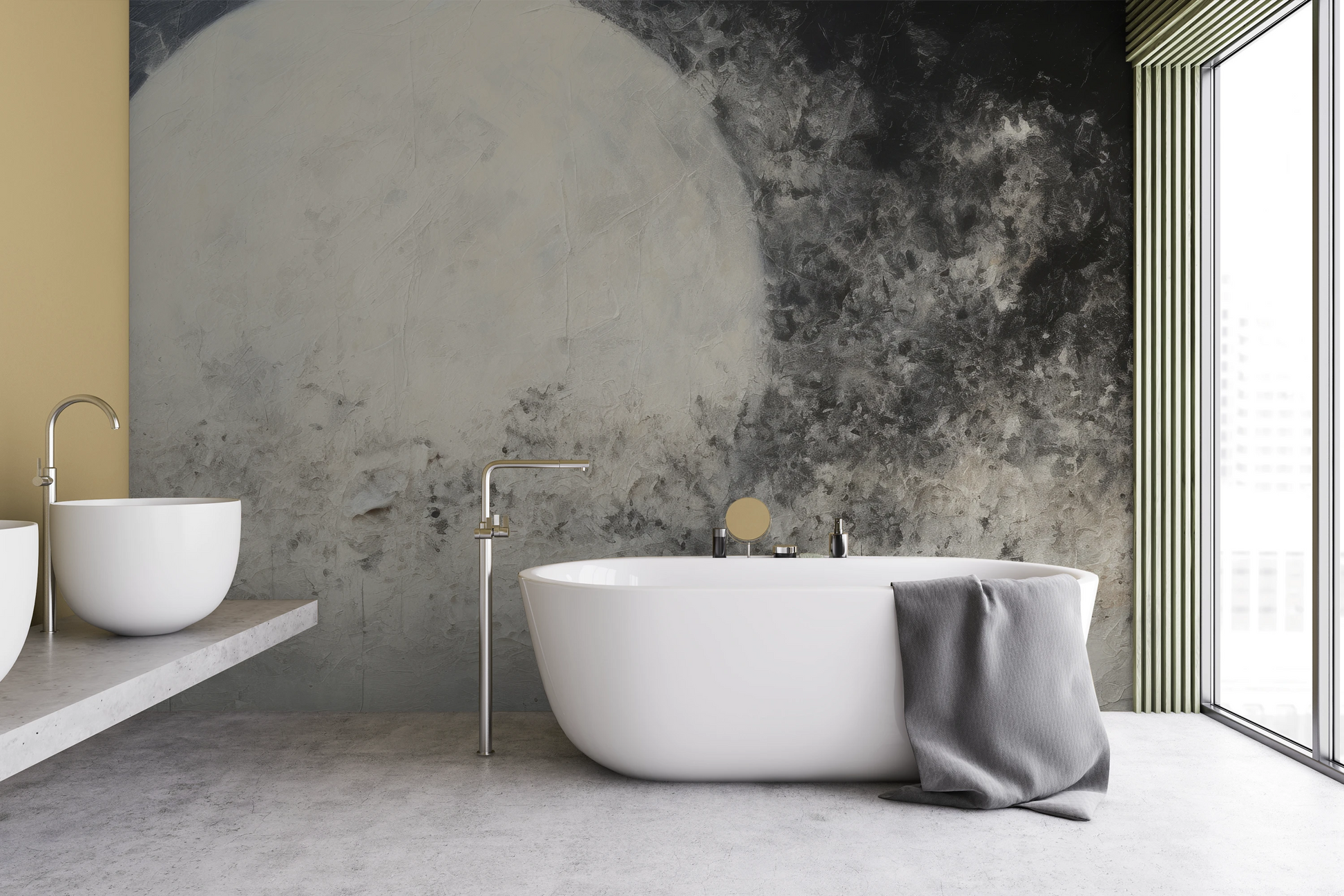 Wzór fototapety o nazwie Full Moon Calm pokazanej w kontekście pomieszczenia.