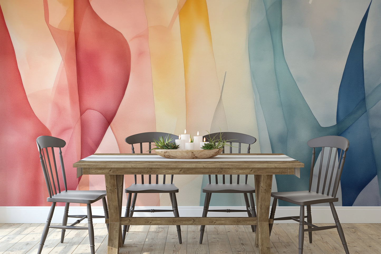 Fototapeta malowana o nazwie Dreamy Pastel pokazana w aranżacji wnętrza.