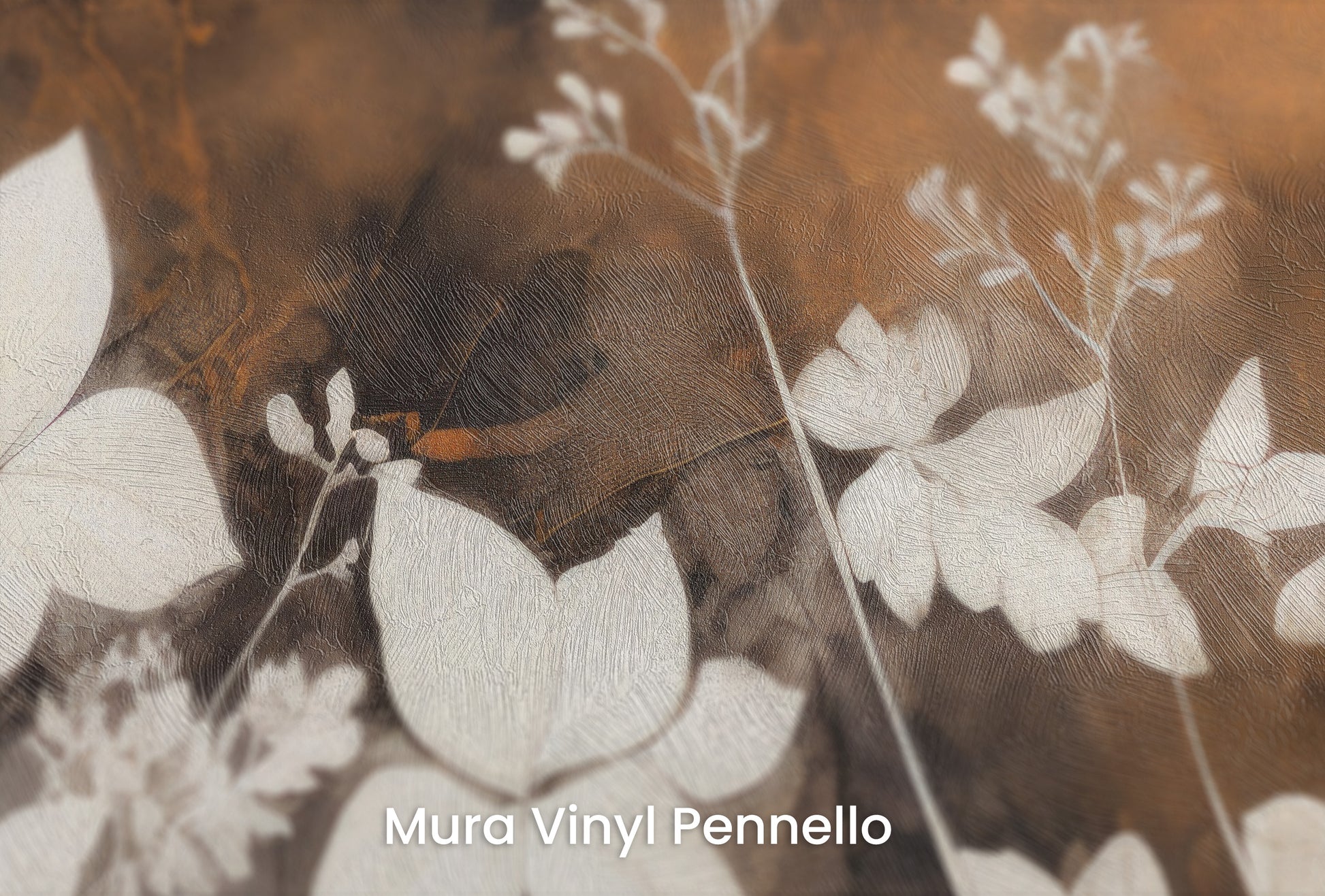 Zbliżenie na artystyczną fototapetę o nazwie Ethereal Flora na podłożu Mura Vinyl Pennello - faktura pociągnięć pędzla malarskiego.
