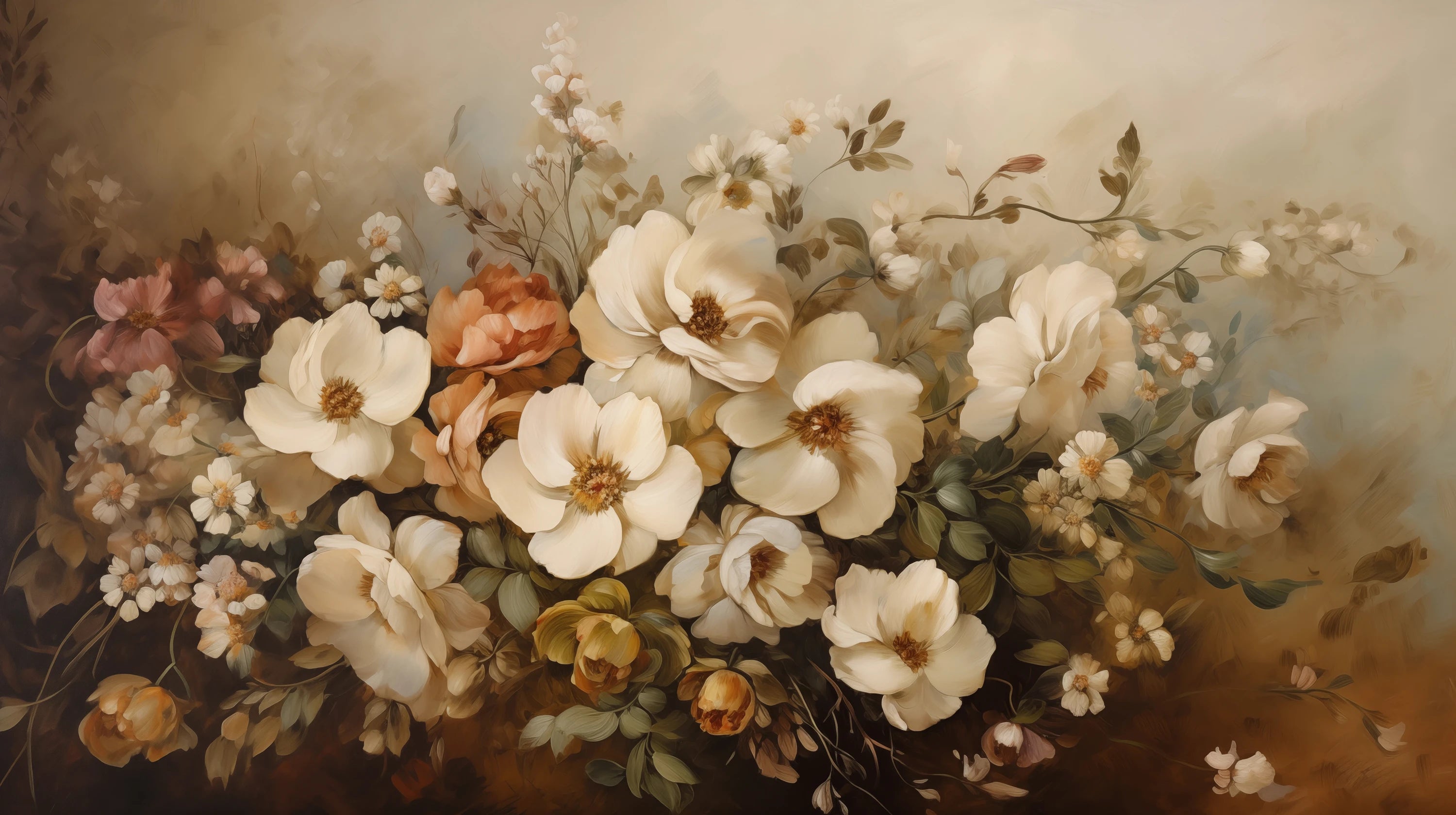 Podgląd wzoru: Prezentacja całego wzoru fototapety o nazwie Classic Floral Harmony