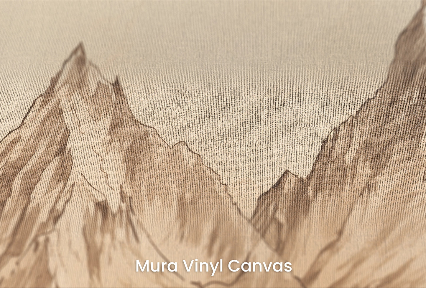 Zbliżenie na artystyczną fototapetę o nazwie Sepia Mountain Range na podłożu Mura Vinyl Canvas - faktura naturalnego płótna.